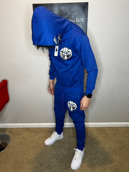 Blue/white full zip up suit
