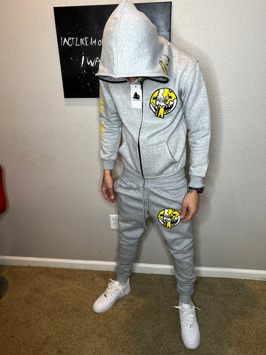 Grey/yellow full zip up suit