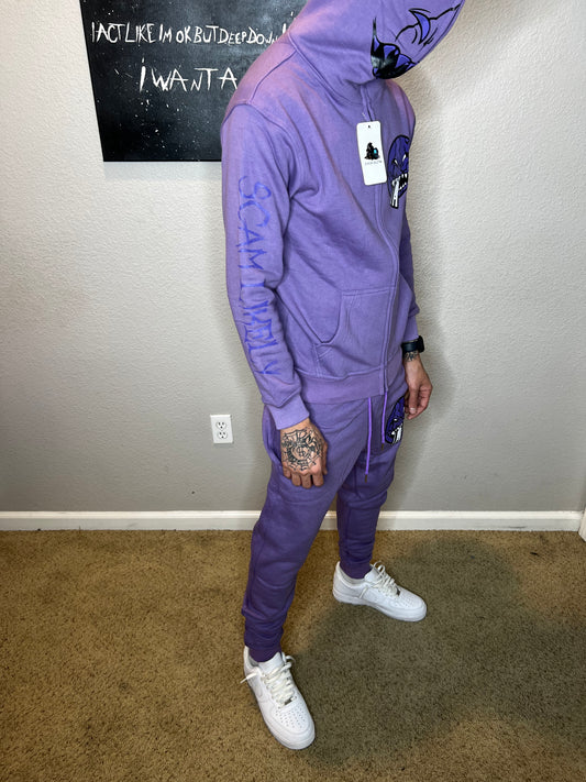 Purple/purple full zip up suit